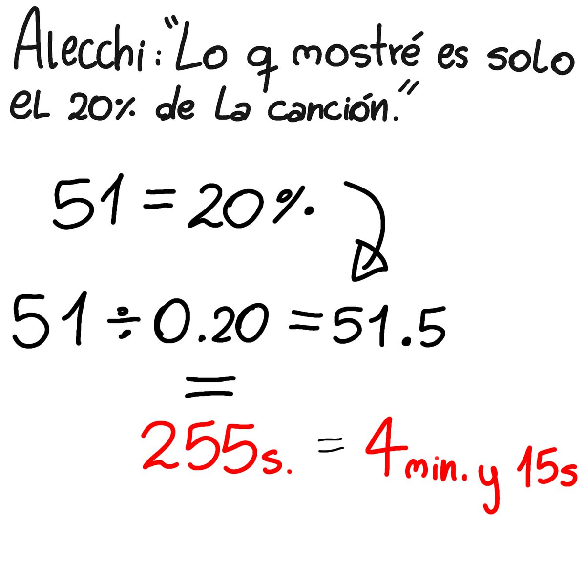 Nuggetsname's tweet photo. si el avance de 51 segundos q nos dió @AlecchiMan es el 20%, entonces la cancion dura 4 minutos y 15 segundos, soy del grupo azul 💙💙💙 https://t.co/QLJRiJyMKX