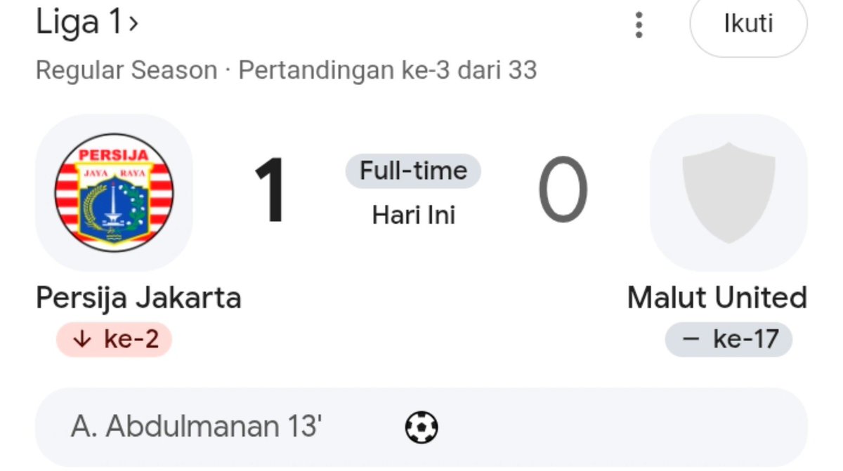 RijalDLutfi17's tweet photo. Gol tunggal Arlyansyah  Abdulmanan membawa Persija mengalahkan salah satu tim siluman musim ini yaitu Java United.
#BRISuperLeague #Persija #JavaUnited #PSJJVU https://t.co/bzUBc61Q2H
