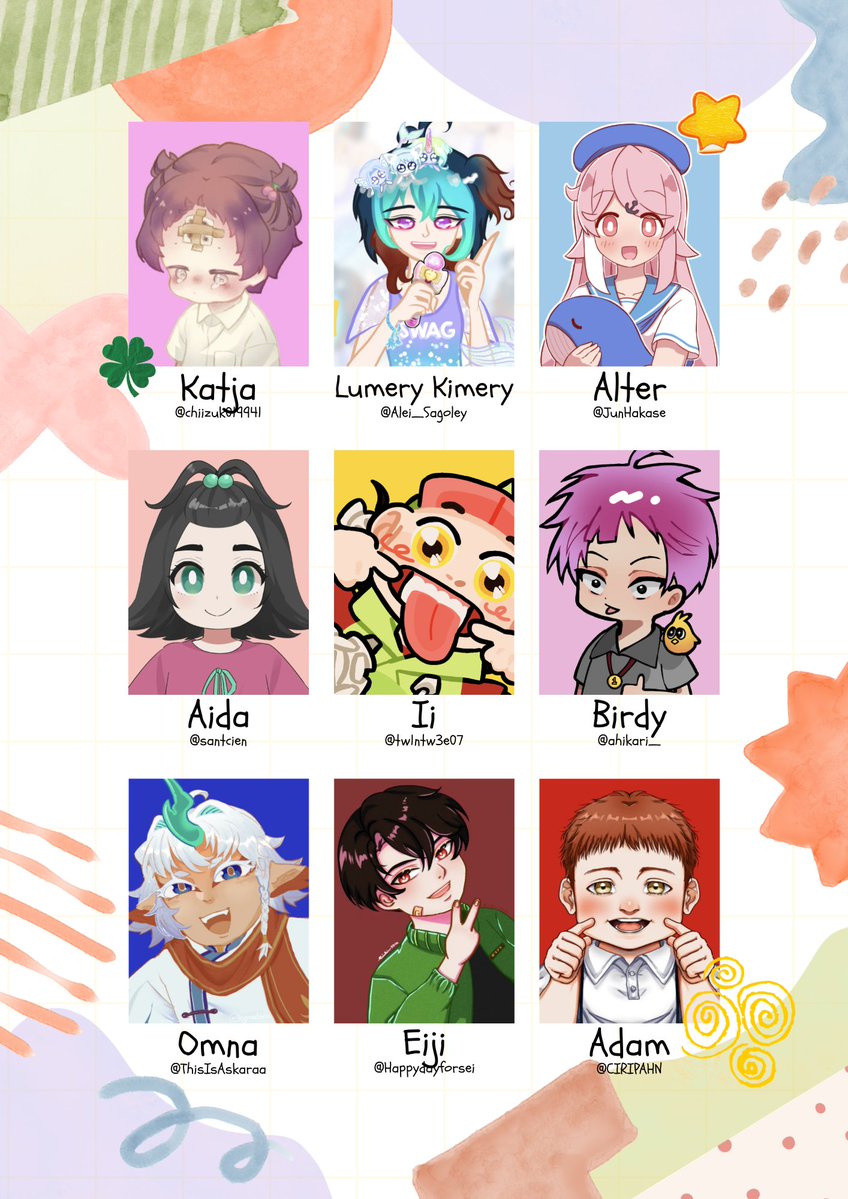 tercerocos's tweet photo. 🪁 2/4

Katja (@chiizuk019941) | Lumery Kimery (@Alei_Sagoley) | Alter (@JunHakase) | Aida (@santcien) | Ii (@tw1ntw3e07) | Birdy (@ahikari_) | Omna (@ThisIsAskaraa) | Eiji (@Happydayforsei) | Adam (@CIRIPAHN)

🪁🪁🪁 https://t.co/lpEbPWcBUr