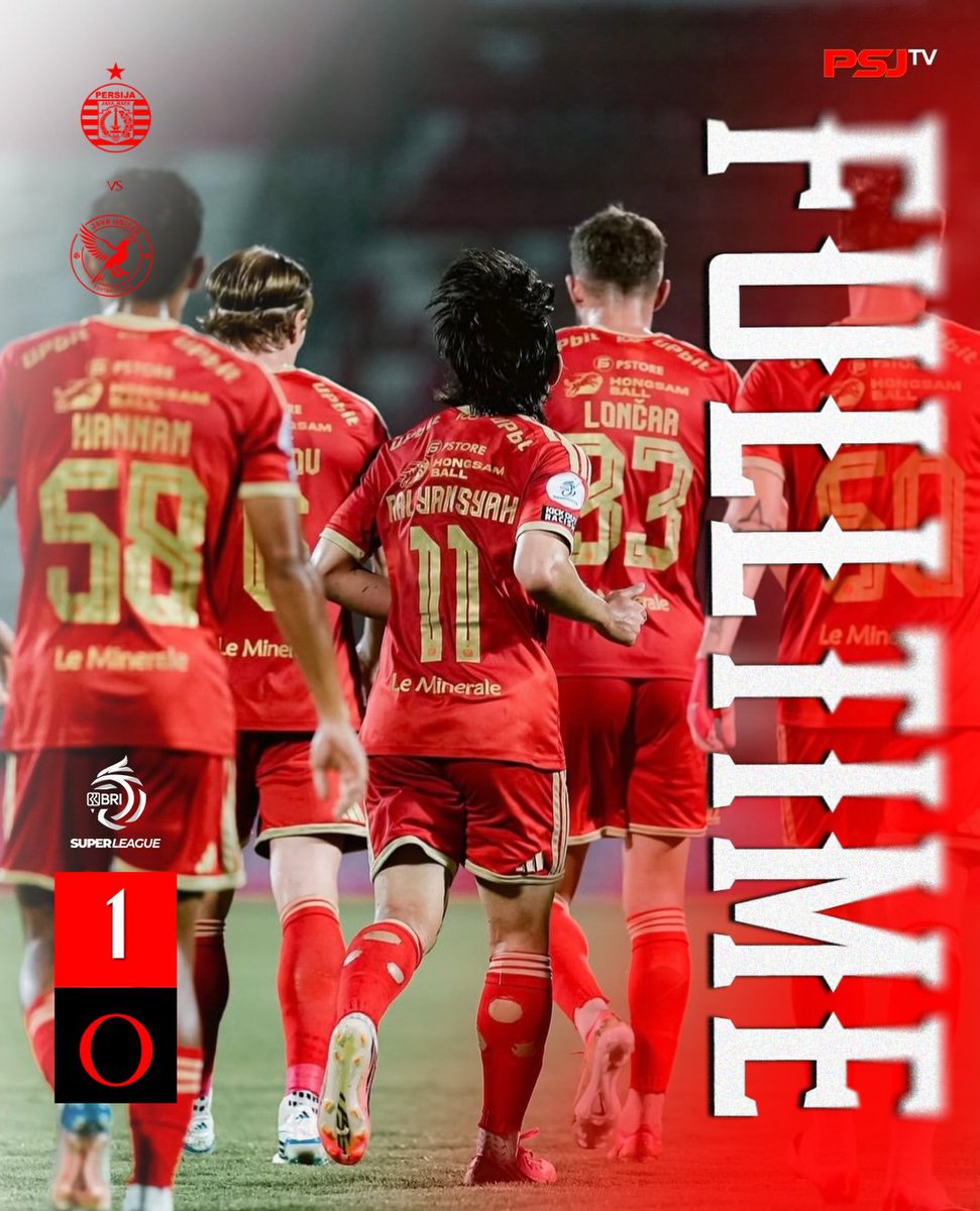 tv_psj's tweet photo. FULL TIME : Persija 1 - 0 Java United

#fulltime #javaunited #psjtv https://t.co/q21Z4VgzQa
