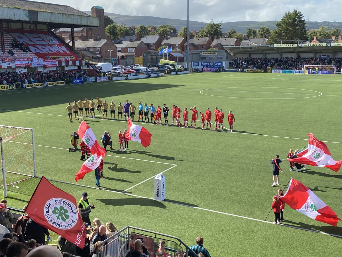 PodcasterBaz's tweet photo. Up in Belfast today so taking in my first @cliftonvillefc game against Glentoran. Very impressed with the McAlery Stand. Hope itβs a good game! #Cliftonville #NIFL β½οΈ https://t.co/OqIyCwBaeV
