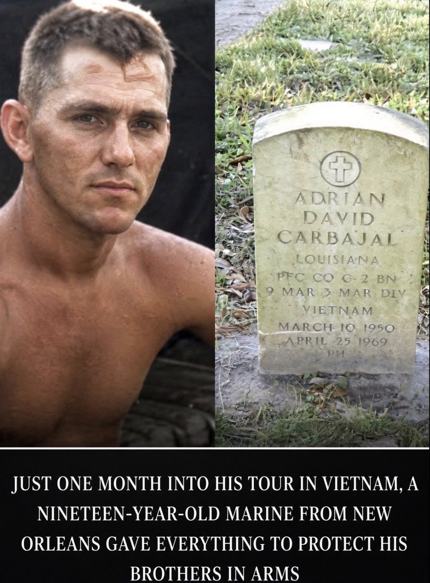 MilitaryCooI's tweet photo. Adrian David Carbajal was only 19 years old when he lost his life in Vietnam during hostile action, small arms fire took his life. 

A member of the 9th Marines. A young man whose future was cut short only weeks after reaching the battlefield. https://t.co/QhTYc46q4k