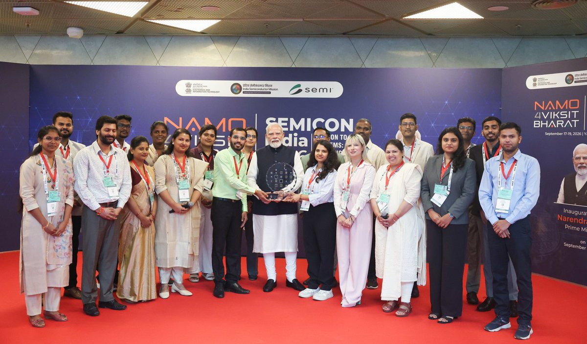 nitrourkela's tweet photo. A Proud Moment for NIT Rourkela at SEMICON India 2026

Mr. Pradeep Kumar Mohanty, PhD Scholar, Department of Electronics and Communication Engineering (ECE), NIT Rourkela, presented a memento on behalf of the Institute to Hon’ble Prime Minister Shri Narendra Modi at SEMICON India 2026.

The memento featured the NIT Rourkela name and institutional identity, symbolising the Institute’s contribution to India’s growing semiconductor ecosystem.

Mr. Pradeep Kumar Mohanty is the student designer of the ASCON AEAD Security Chip (C2S0091), developed under the MeitY Chip-to-Startup (C2S) Programme under the supervision of Prof. Ayas Kanta Swain and Prof. Kamalakanta Mahapatra.

A proud moment for NIT Rourkela and its students contributing to India’s journey towards indigenous semiconductor innovation.

@narendramodi @PMOIndia @GoI_MeitY @EduMinOfIndia @SemiconIndia

#SEMICONIndia2026 #SEMICONIndia #Semiconductor #ChipDesign #NITRourkela #C2S #AtmanirbharBharat