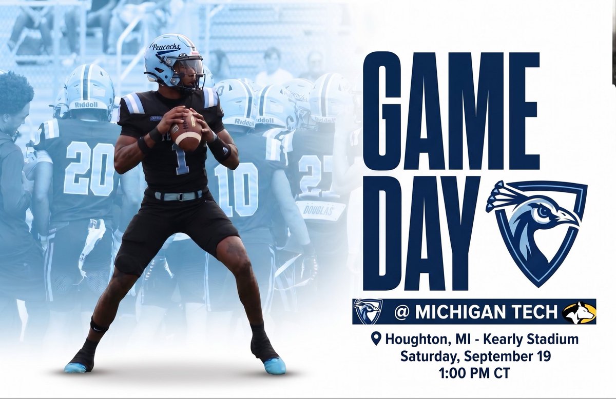 Upper_Iowa_FB's tweet photo. 𝐆𝐀𝐌𝐄𝐃𝐀𝐘 
 
🆚@MTUFB 
📍Houghton, MI 
🏟️Kearly Stadium 
📺 https://t.co/NlqQXKdvDW
⌚️1:00 PM CST   #SLEDGE || 🦚🏈 https://t.co/TRqQihiApL