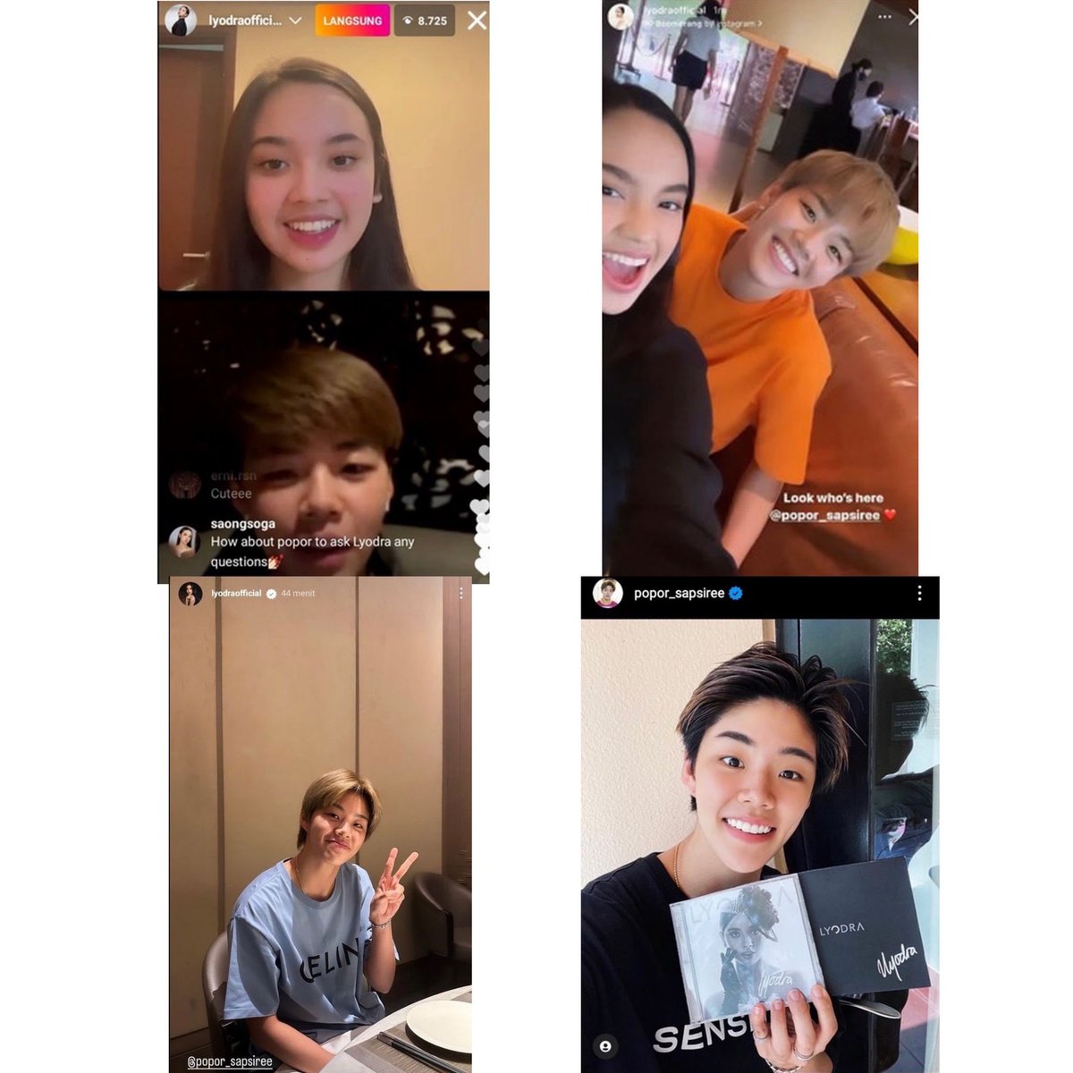 exposingpopor's tweet photo. Why does she always go for women younger than her? 🤔🏸 is it intentional because of the power dynamics of elder-younger (phi-nong) in Thailand and other Asian countries that leans in favor of the elder? 

Let's start with Indo's famous singer Lyodra 🎤🎶

Popor met Lyodra in late 2021 at the Indonesia Badminton Festival in Bali 🇮🇩🏸. At that time Lyodra had recently turned 18 years old while Popor was 30 years old. They continued talking through Instagram/social media. There are various likes and comments from Popor's end that seem to suggest courting/flirting/interest 👀😬. At times she would join Lyodra's lives racking in thousands of views and she started using Lyodra's songs for her IG stories which gained her a lot of support and engagement from Lyodra’s fandom. Then suddenly, all interactions stopped and a new person was emerging.