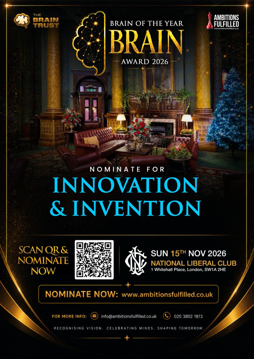 AMBITIONSF36476's tweet photo. Do you know someone whose ideas, innovation or inventions deserve to be recognised? 🧠✨

Nominations are now open for the Brain of the Year, BRAIN Award 2026, celebrating individuals making an impact through innovation and invention.

Nominate now: https://t.co/M2JMAlzphw https://t.co/BoW37RyjRO