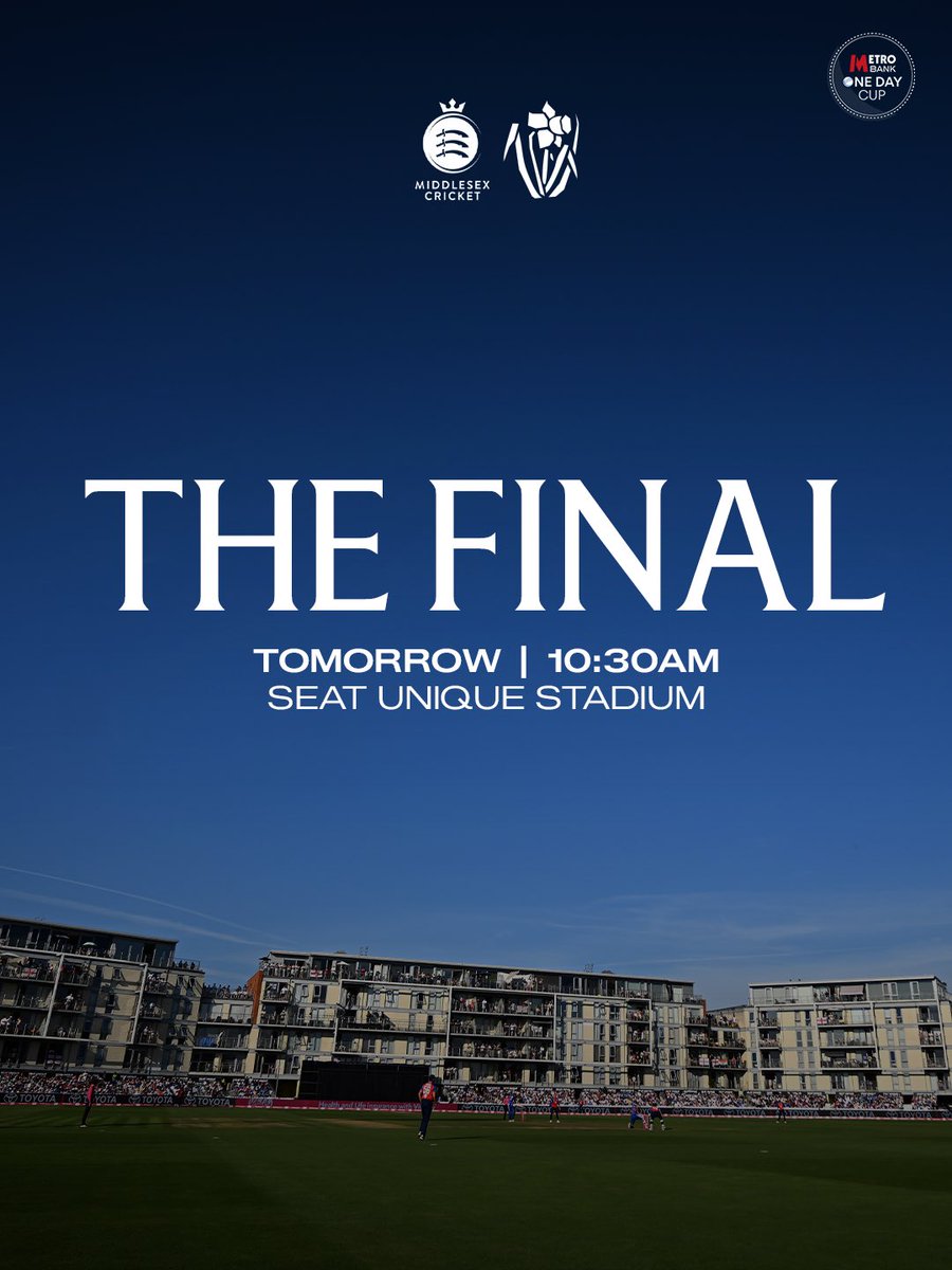 GlamCricket's tweet photo. One last time in Tier 2, with silverware at stake ๐
Join us at Neville Road in Bristol tomorrow, as we take on Middlesex in the Metro Bank One-Day Cup League 2 final ๐
๐๏ธ https://t.co/icGkiV0Az4
#TheFinal
#OhGlammyGlammy https://t.co/XWLMI7Dgtr