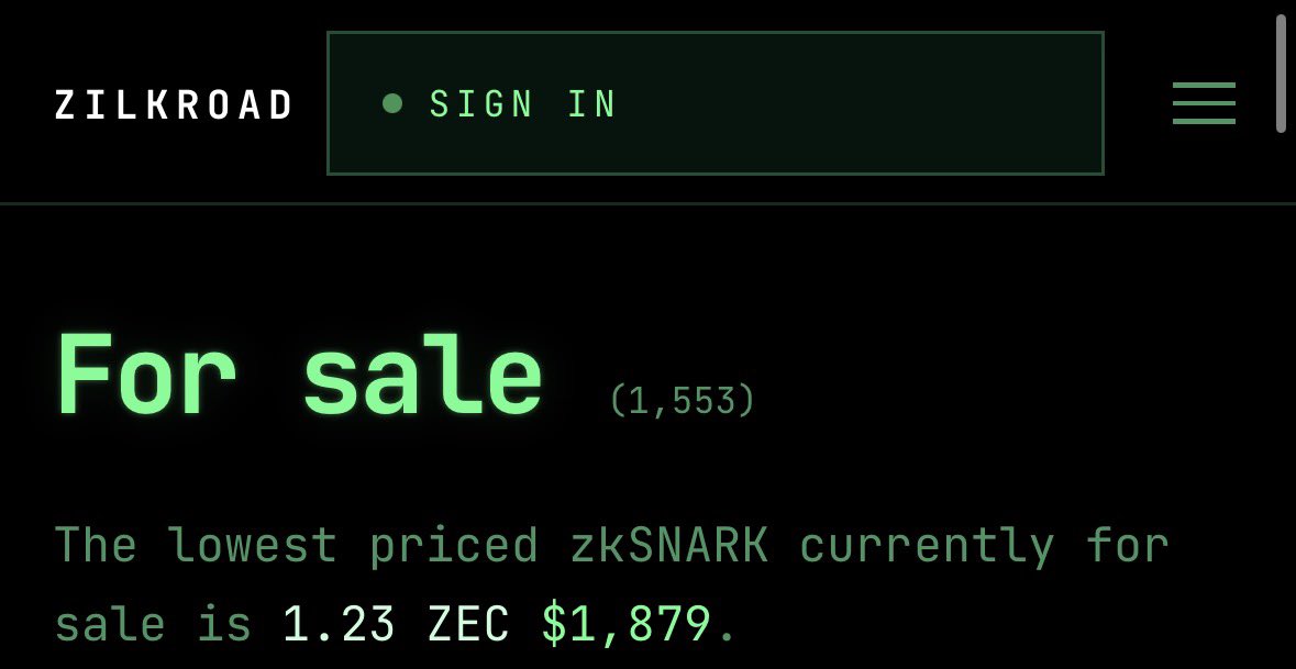 0pmcapital's tweet photo. Zksnarks already under final auction price?

these were 2.3 ZEC a few hours ago, what happened? https://t.co/2yKWHkzydX