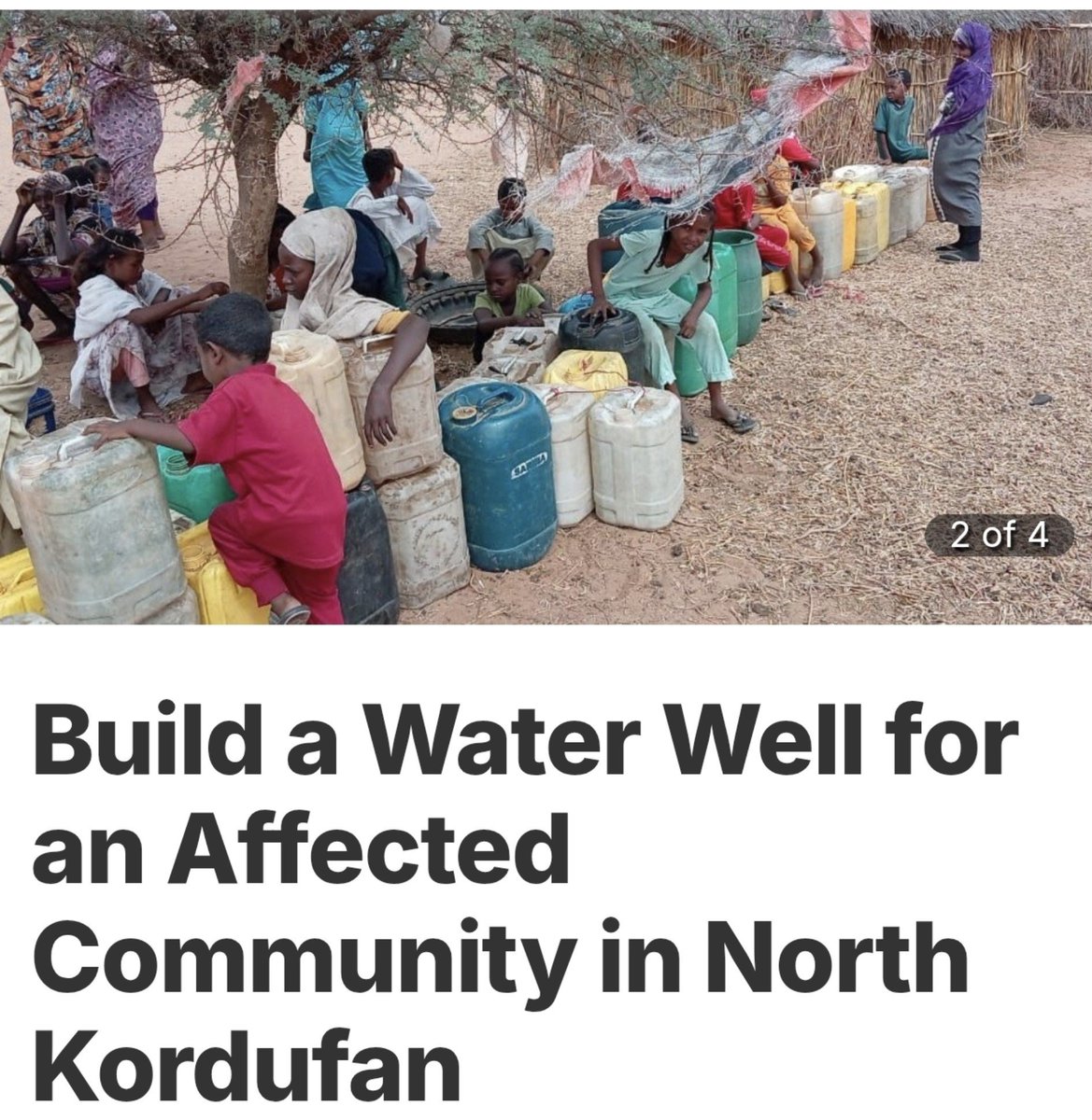 notasjad's tweet photo. Would like to bring your attention to a very important project to build a water well in a village in North Kordufan, Sudan.
It will provide water for 45 thousand person majority of whom are women and children.
Please open your heart and pockets and help now. https://t.co/fY4iw3lOIx