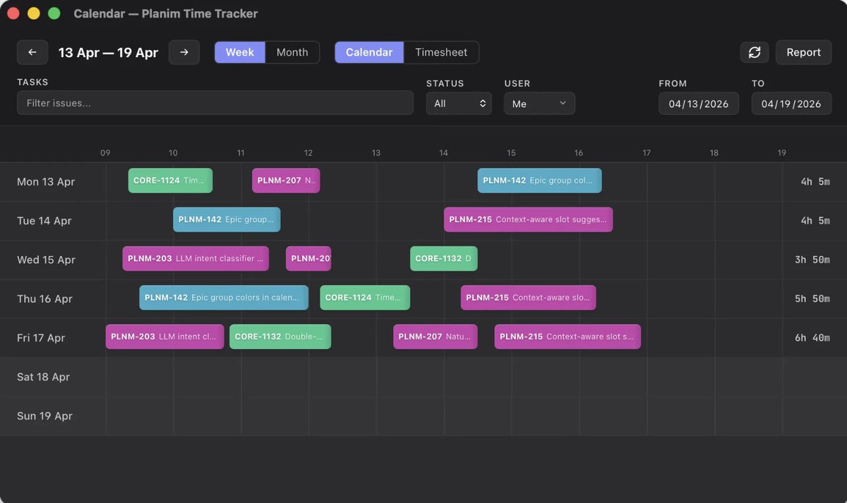 PlanimTime's tweet photo. Introducing Planim Time — native time tracking for Jira.

Track locally, work offline, and sync your worklogs back to Jira.

Simple. Private. Built for engineers. https://t.co/AsIQPJORwN