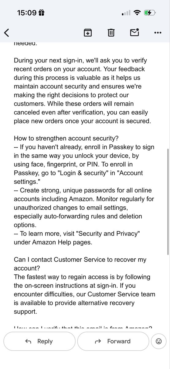 KarenHebdon's tweet photo. @AmazonHelp I have received this email twice now and each time I go in to regain access to my account it says no account found with my email address or phone number and asks me to create a new one …… https://t.co/roejRuztke