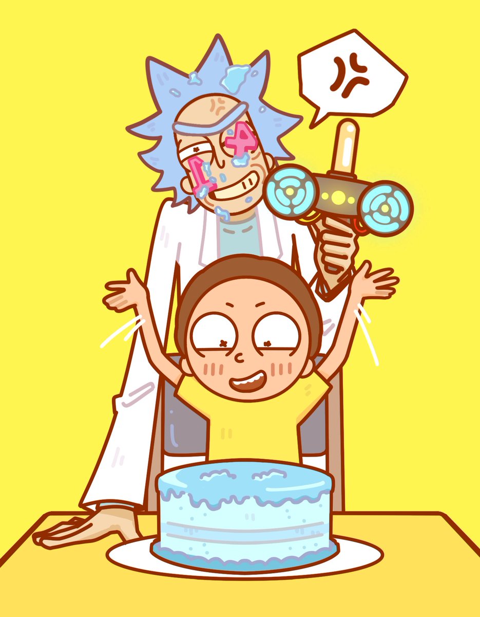 diemaple's tweet photo. #rickandmorty 姑且算是生贺，永远14岁的小孩儿100年都是14岁 https://t.co/T9gLbnrKHR