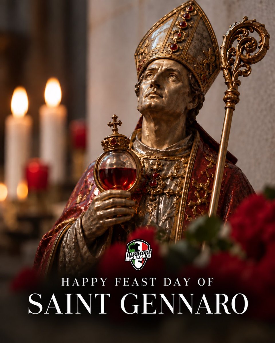 HardcoreItalian's tweet photo. Happy Feast Day of Saint Gennaro 🇮🇹🙏

Today we honor the patron saint of Naples and celebrate a tradition rooted in faith, family and Italian heritage. San Gennaro, prega per noi. ❤️ https://t.co/3o18AquJ6o