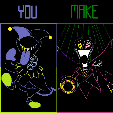AngellusEvil's tweet photo. The Funny Bosses 

#deltarunefanartㅤㅤㅤㅤ 
#Jevil #spamton #RoaringKnight #Gerson #Pink https://t.co/3dXtXe4hef