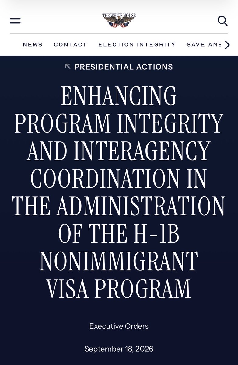 bennyjohnson's tweet photo. President Trump signed an Executive Order cracking down on employers who fire American workers and replace them with H-1B workers.

“Many employers have laid off large numbers of highly skilled American workers, only to promptly hire large numbers of H-1B workers who are often lower-skilled and lower-paid.”

“The systematic and organized abuse of the H-1B program is also a national security threat.”

Americans are sick of being replaced by foreigners. It’s time to put our own people first in the workforce again and punish those who don’t.

This is the way.