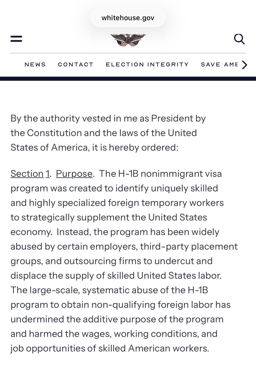 bennyjohnson's tweet photo. President Trump signed an Executive Order cracking down on employers who fire American workers and replace them with H-1B workers.

“Many employers have laid off large numbers of highly skilled American workers, only to promptly hire large numbers of H-1B workers who are often lower-skilled and lower-paid.”

“The systematic and organized abuse of the H-1B program is also a national security threat.”

Americans are sick of being replaced by foreigners. It’s time to put our own people first in the workforce again and punish those who don’t.

This is the way.