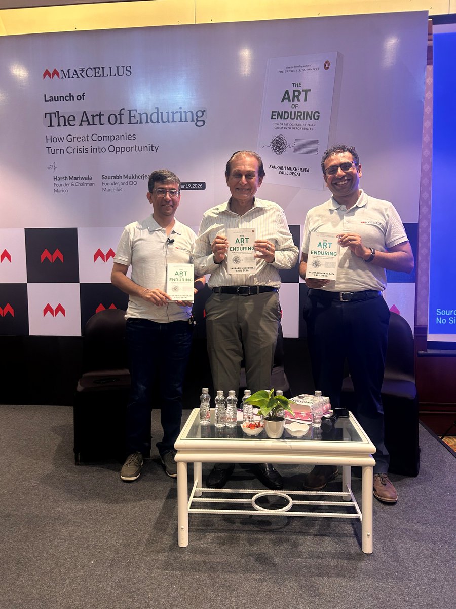 MarcellusInvest's tweet photo. A special thank you to @hcmariwala for joining us and sharing his experiences and insights on what it takes to build and sustain a great business.

Today was a memorable day marking the launch of The Art of Enduring: How Great Companies Turn Crisis into Opportunity by Saurabh Mukherjea and Salil Desai. The book explores what enables great companies to endure through challenging times, navigate crises and turn adversity into opportunity. 

The book is now available on Amazon. Pick up your copy: https://t.co/ekMmzfjoNL