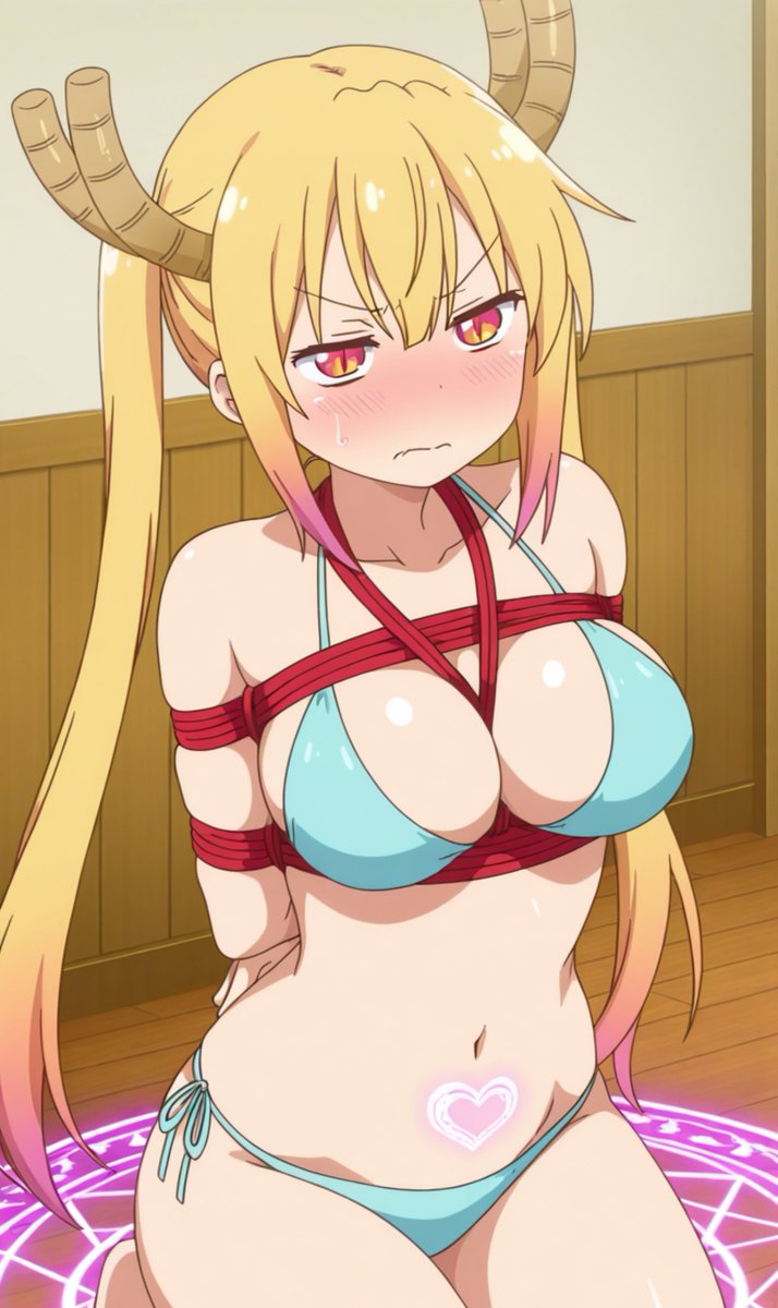Lobo_Alpha69's tweet photo. I found an old book in the attic, and it explained how to summon succubi to serve me. 
As they did so, something strange happened and, instead, these four dragons appeared. 
I'm not upset. 
#KobayashiSanChiNoMaiDragon #Tohru #Lucoa #Elma #Ilulu #bondage #Slave #anime #rule34 https://t.co/s62v3LtnYh