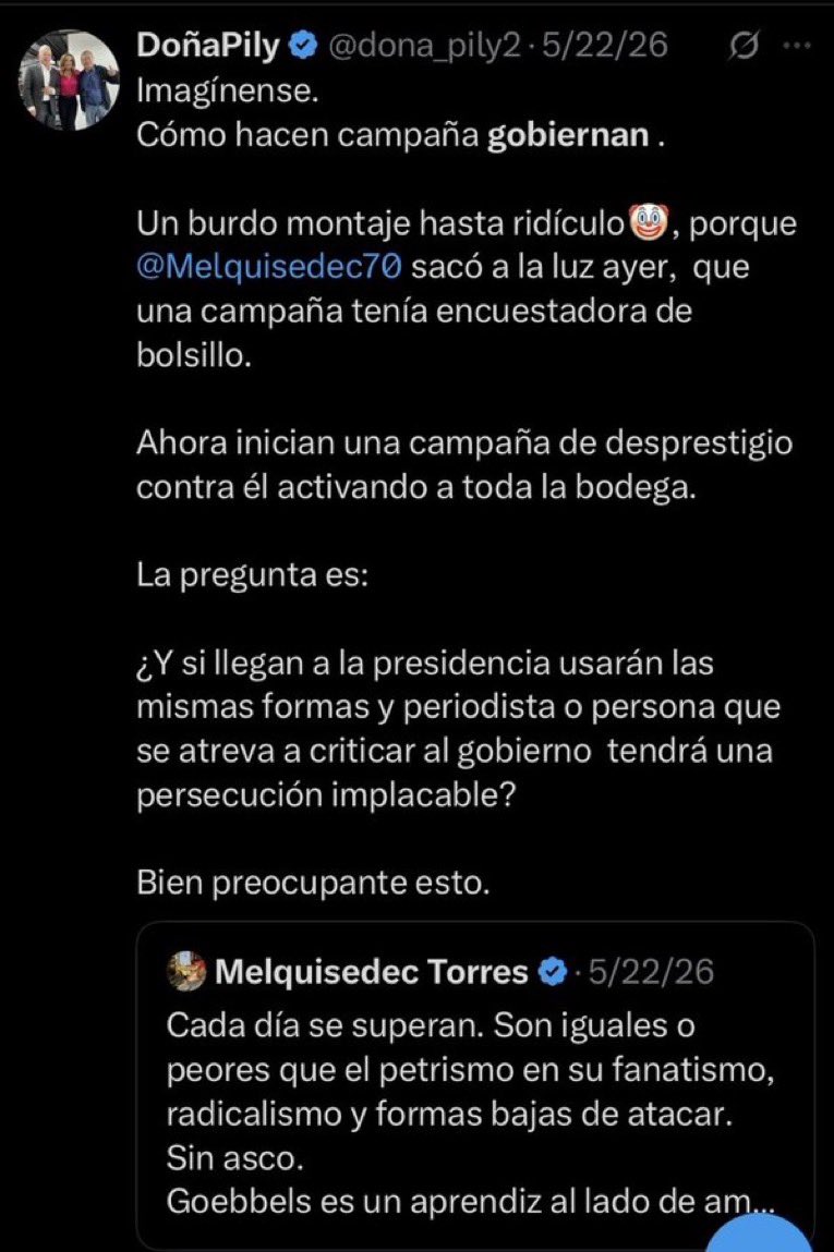 MisterTirado's tweet photo. Nunca vi a esta señora en la campaña recogiendo firmas, en un banderazo, en una reunión, en un cierre de campaña, en una misa, prácticamente en nada. Pero lo que sí vi fue a una mujer que desde la famosa bodega manaure, atacó la campaña de Abelardo y no tuvo misericordia con sus comentarios o ataques. 

Esta no fue la patria milagro que prometieron en campaña. ¿Porqué permiten que gente enemiga del proyecto ahora se las dé de “tendedera de puentes”? No y no @MauricioGomezCO, dale la oportunidad a la gente que sí te ayudó en la calle a llegar donde estás ahora.