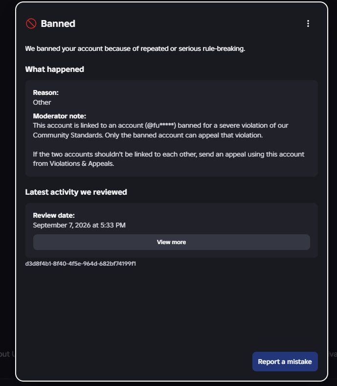 prekaution1's tweet photo. thanks roblox  for reminding me 12 DAYS LATER that my account was automatically TERMINATED by an AI with NO WARNING over something i apparently said in Adopt Me or MM2, without even telling me what exactly i said.

i’ve also recently submitted a ROA request to get more info about my account. to everyone else who’s been affected or banned for this same bs reason, let’s help each other out and hopefully get our accounts manually reviewed by an ACTUAL HUMAN and handled fairly. 🙏￼😁

@Roblox @Roblox_RTC
#Roblox #robloxban $RBLX
