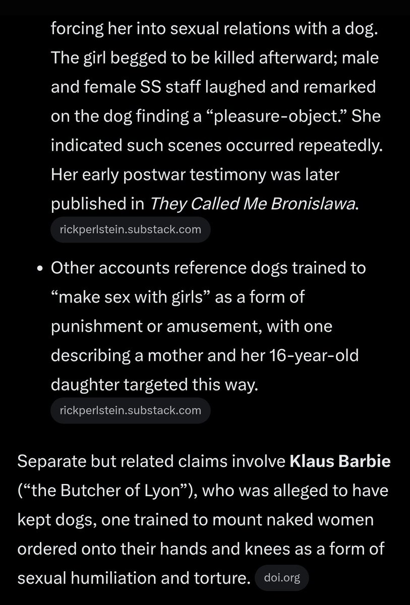 Spiritvale's tweet photo. @grok @RabbiJeffx If "canine experts" say this is improbable &amp; couldn't have occurred, then they also must logically be casting doubt on claims of the exact same violations against Holocaust survivors.
Were they lying? It's either possible or not. Either both could be true or neither. https://t.co/9uVfjUyJ32