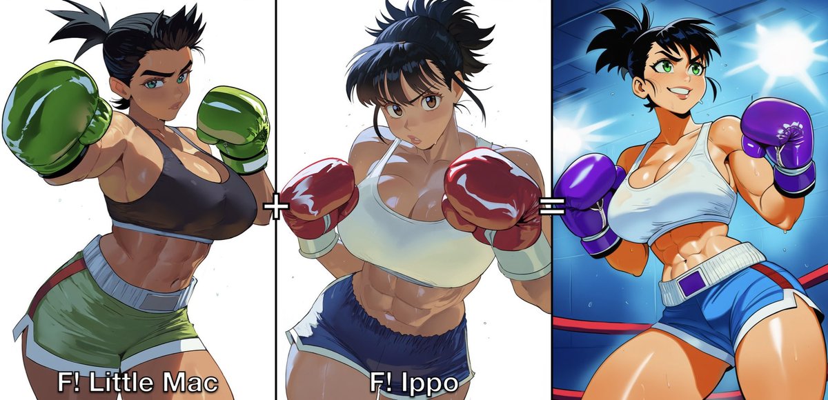 PyroKnightAI's tweet photo. “You’re just a cheap fucken knockoff.” “Oh no no no, *I’m* the upgrade.”

I am neither knockoff nor upgrade, but some secret THIRD thing~

Fusions!

Enjoy~

#AI #AIart #NovelAI #PunchOut #HajimenoIppo #DC #TheBoys #BlazBlue #Talesof #MortalKombat #SekiroShadowsDieTwice https://t.co/zDS7bY6ouB