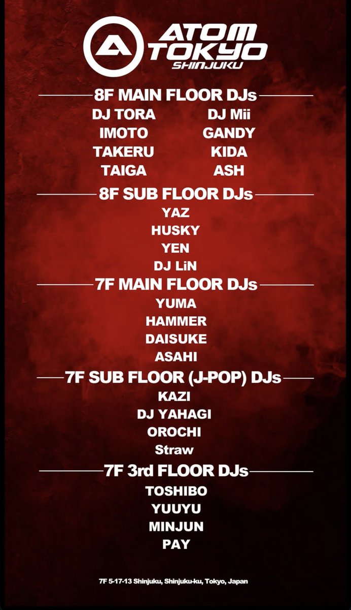 CLUB89429415's tweet photo. 📍 위치 : 신주쿠
🪩 클럽 : ATOM SHINJUKU
🎶 장르 : All Mix

게스트 할인 또는 VIP 테이블을 원하시는 분은 연락 주세요!

DM은 확인이 늦을 수 있으니
카카오톡으로 문의해 주세요!

#나이트라이프 #나이트클럽 #클럽
#도쿄나이트라이프 #일본클럽 #신주쿠클럽
shinjuku nightlife nightclub https://t.co/REk149cJxn