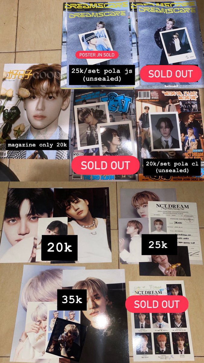 najediaryy's tweet photo. #neosell wts aab nct dream mark renjun jeno haechan jaemin chenle jisung (plz bantu aku ngosongin kamarku)
— co 🍊
— harga exc pack 5k (pc), 7k (album & mgz) + adm
— dom plg
— vidcon by dm
— negotiable https://t.co/ovz5a2hdS7