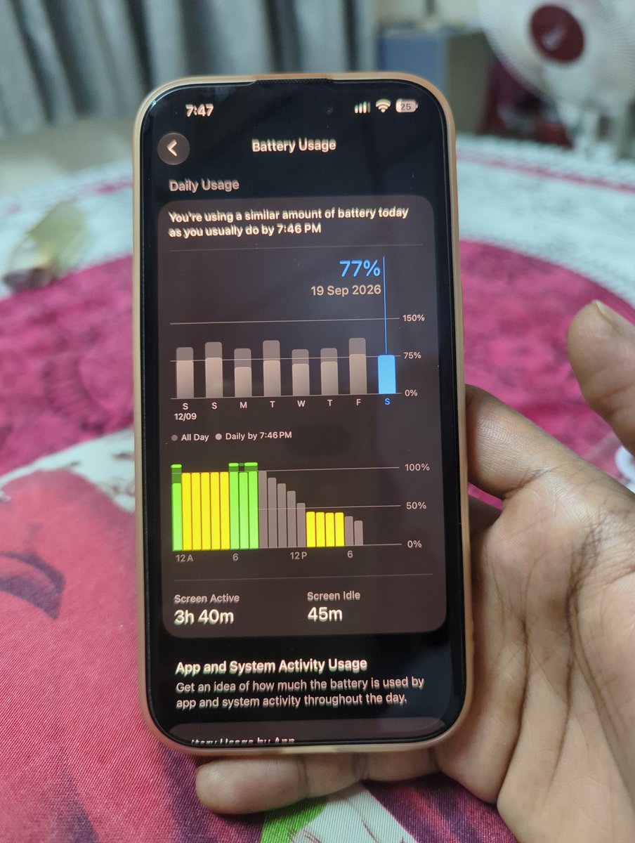 tecKNerDX's tweet photo. @Suresh_3_ Dm me on telegram I will share the camera comparison. Battery literally same as pixel 7 

Whole day wifi it can't even touch 5hrs sot with such light usage. In terms of battery ip17=P7 just don't trust yt vdos https://t.co/yjjzKDeDmM