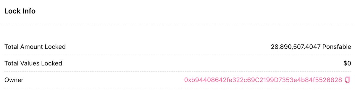 Ponsfable's tweet photo. 🐜 Supply locked 🔒

We just locked 100% of the $PONSFABLE supply, so holders can build with the colony knowing the ground won't shift under them.

▶ https://t.co/9h7BJTLYRo https://t.co/22NwPnRSOI