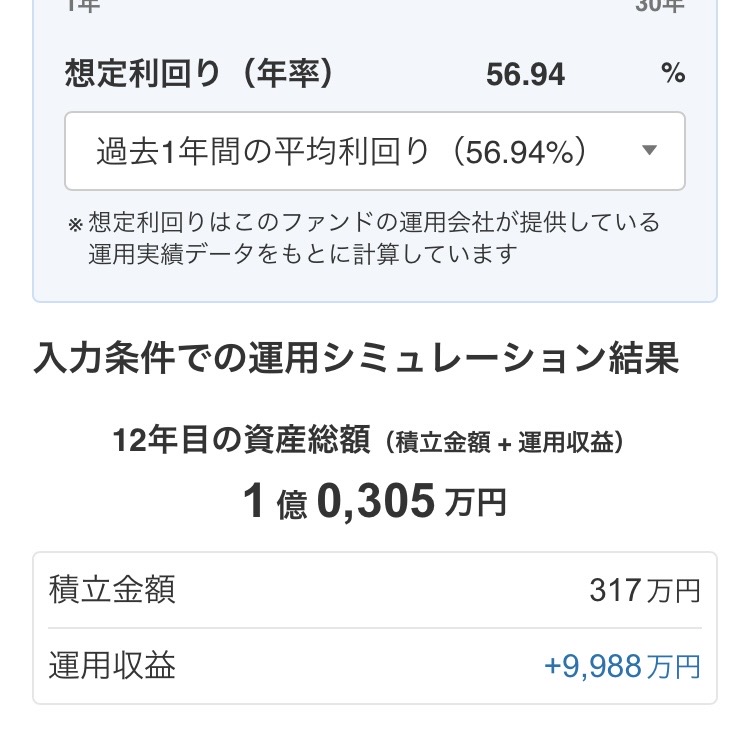 yumeneko_money's tweet photo. NISA、国内株式のくせに10年ﾁｮｲで300万が1億になるのバグいw https://t.co/8IePGLx3eC