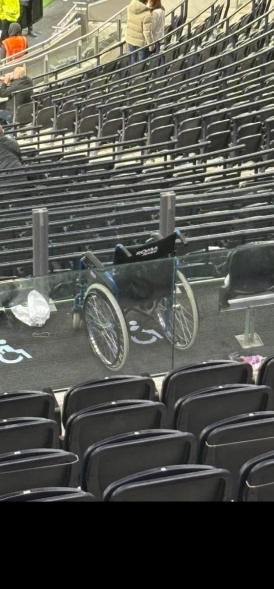 UtdHeisenberg_'s tweet photo. Spurs have pissed their fans off so much, even the disabled ones are walking out. 😂 https://t.co/h8e5Mmg62c