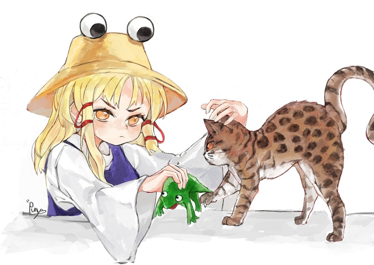Punya__j's tweet photo. #東方Project ) 모리야 스와코 그렸습니다! 
스와코님은 틸카요를 쓰다듬어보고싶어!

그림 수정 덜된부분있어서 재업로드합니다 정말 죄송합니다! https://t.co/IEKZAEZ80K