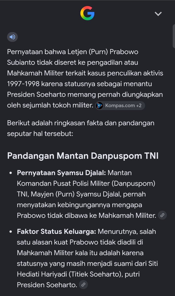 romacreamcoklat's tweet photo. @grok @vier4x4 Yang diadili cuma anggota tim mawar sedangkan dia tidak karena status sebagai menantu soeharto https://t.co/1lhF9JzTZT