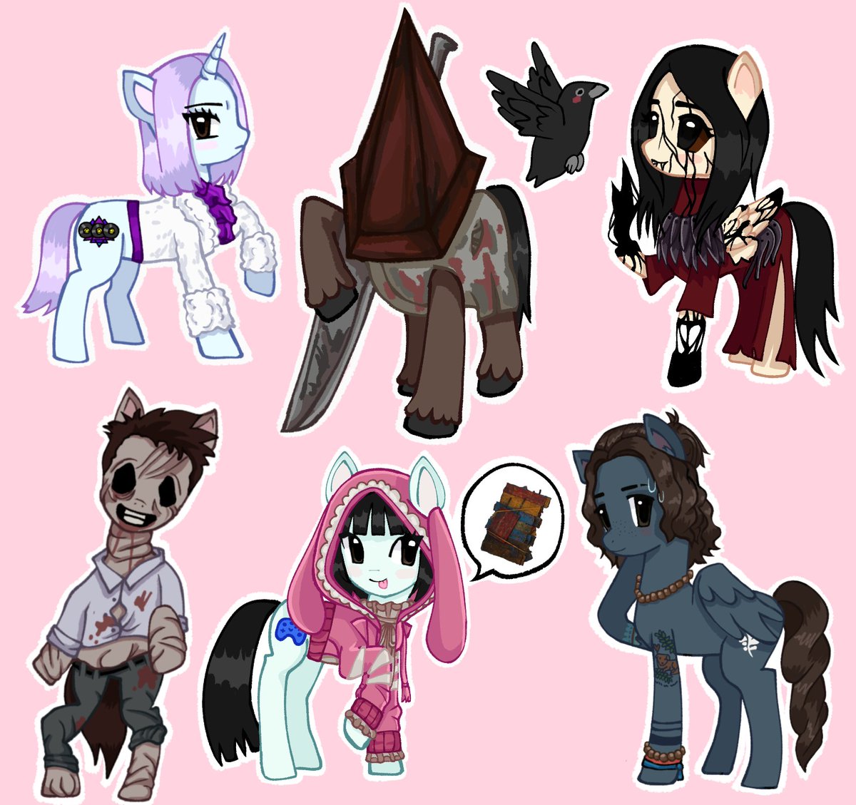 Dr4gu1aa's tweet photo. Dead by Daylight characters as Mlp part 2! (sorry for taking so long!!) 
#mlp #dbd #mylittlepony #deadbydaylight https://t.co/D63FZ2JA0d