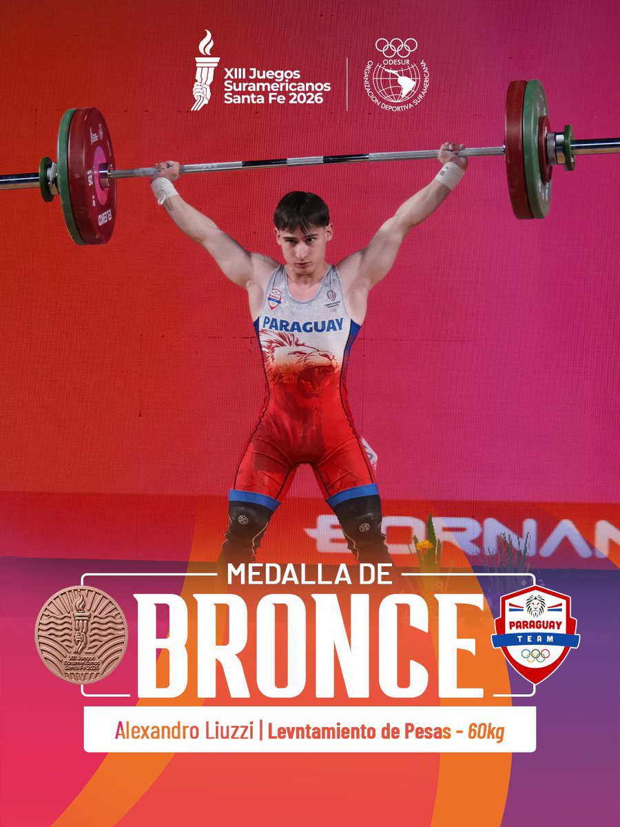 AllSportsPy's tweet photo. #SantaFe2026🇦🇷:
!Medalla de Bronce🥉 para Charles Hockin🇵🇾 en Natacion (50m espalda MASC)!.🏅

!Medalla de Bronce🥉 para Alexandro Liuzzi🇵🇾 en Levantamiento de Pesas (60kg MASC)!.🏅

🇵🇾 en #SantaFe2026: 0🥇/0🥈/2🥉
🇵🇾 en JS: 165🏅 (27🥇/64🥈/74🥉) https://t.co/ej6Ua4hgJQ