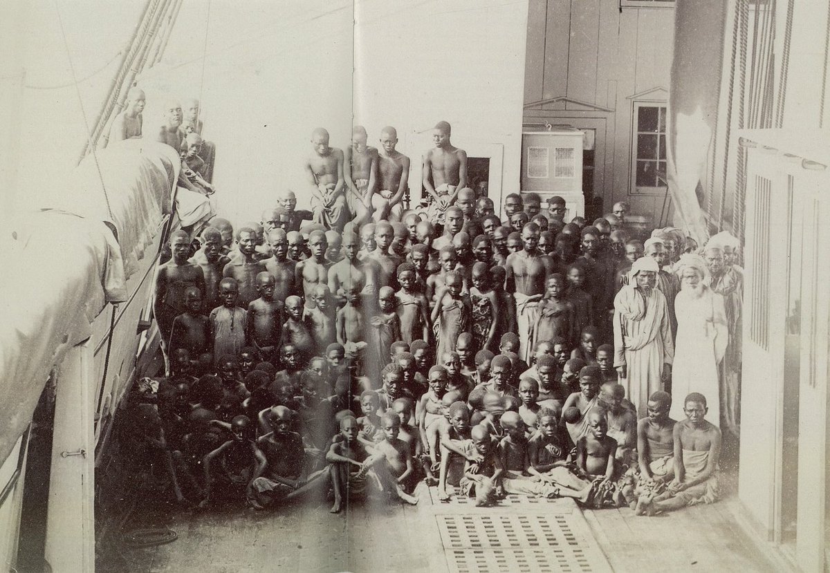realMaalouf's tweet photo. The Arab slave trade started centuries earlier, enslaved millions more Africans, and lasted longer than the European/Atlantic slave trade. 

Arabs did not buy their African slaves from other Africans, as Europeans did. They hunted them down themselves. For every captured slave, three were killed. 

A major difference from the Atlantic slave trade was that Arabs castrated their slaves.