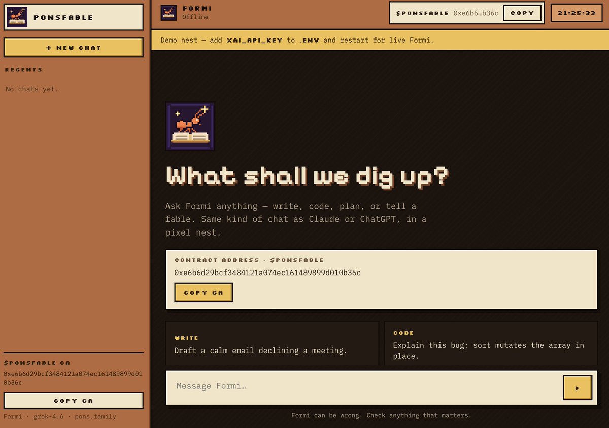 Ponsfable's tweet photo. Why PONSFABLE doesn't use one big prompt 🧵

we split the work like a colony:

→ Scout reads only your seeds
→ Weaver writes one chapter at a time
→ Elder opens exactly three paths and carries memory forward
→ Keeper ends it and lands the moral

Each ant does one job well, so the story stays coherent from the first tunnel to the last.

Small agents make for stable stories.

Try it live: https://t.co/LHbAQKsMb6 🐜
