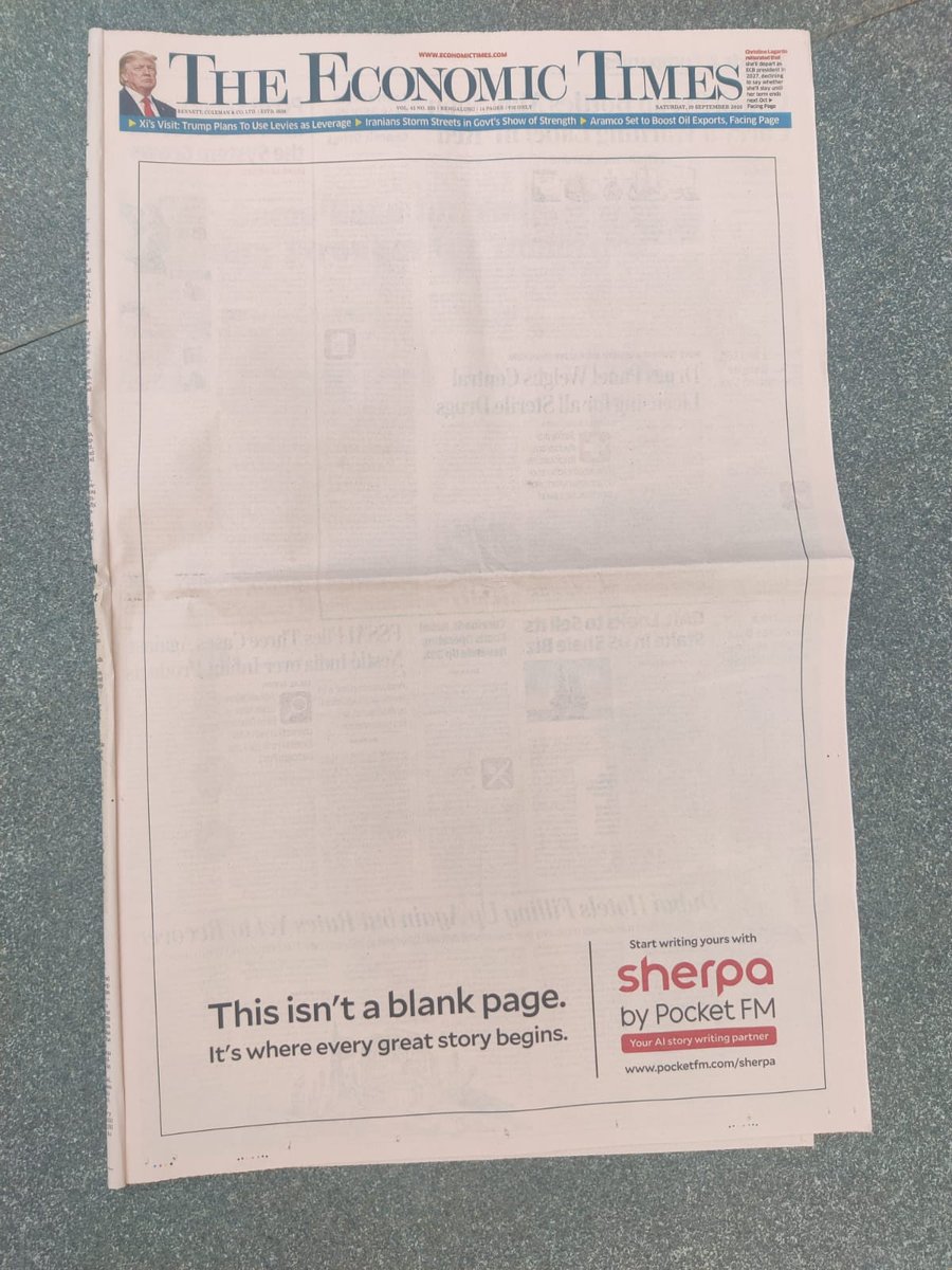 Sauain's tweet photo. You know you've made it when you can buy the entire front page of a newspaper just to print… nothing.

$500M ARR behavior 😭 https://t.co/bwazETS5ZC