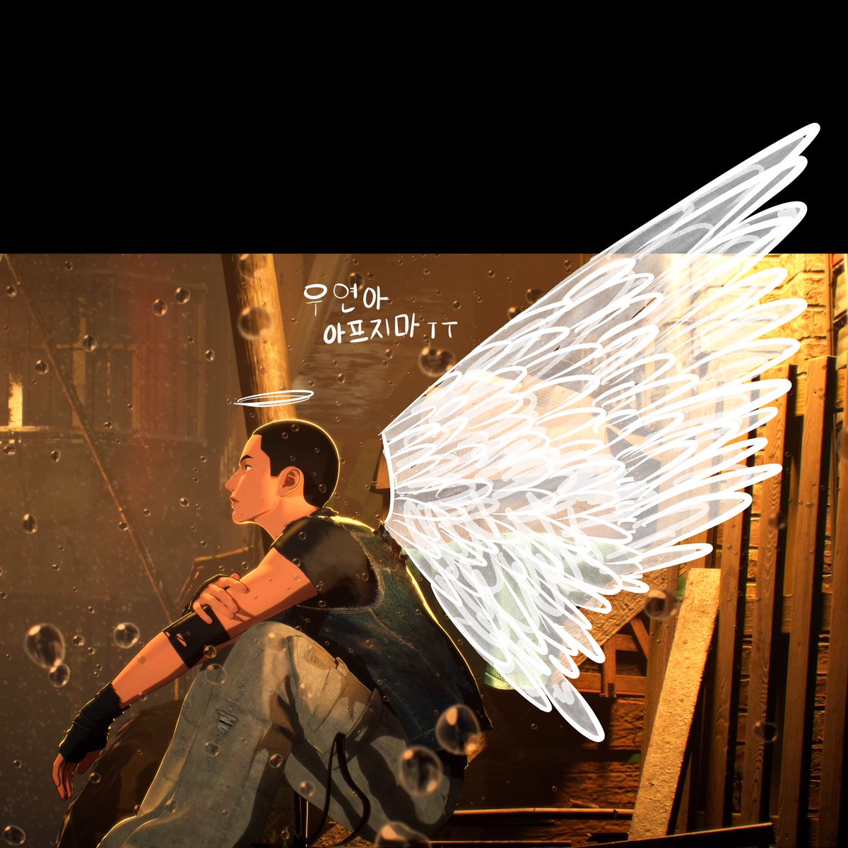 wego6hae's tweet photo. I'm giving wooyeon his wings back cuz whoever hurts my man deserves hell 😭 https://t.co/HBCsoAevLW