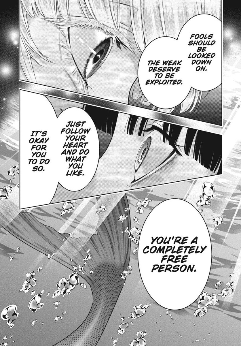 Angelloreh's tweet photo. I love this panel because, just like Yumeko, Kirari can see the Terano trapped beneath her virtues and morals. Here, face-to-face, Kirari is speaking directly to that hidden, suppressed side of her. It may seem cruel, but at the same time, Kirari wants to free her from that pain. https://t.co/qb263M5uSP
