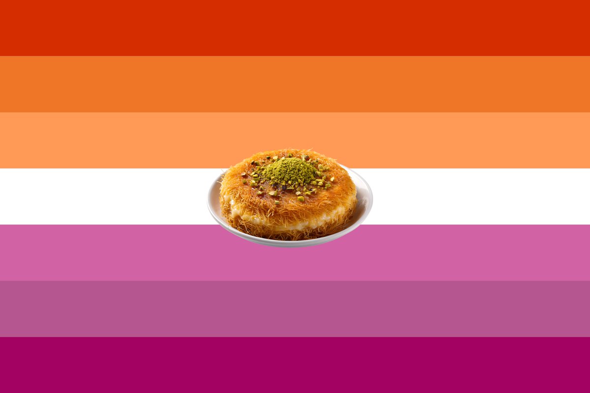 ThatsSoFARAH's tweet photo. lesbian knafeh flag for the lesbians who likes knafeh https://t.co/7OXcOa05rF