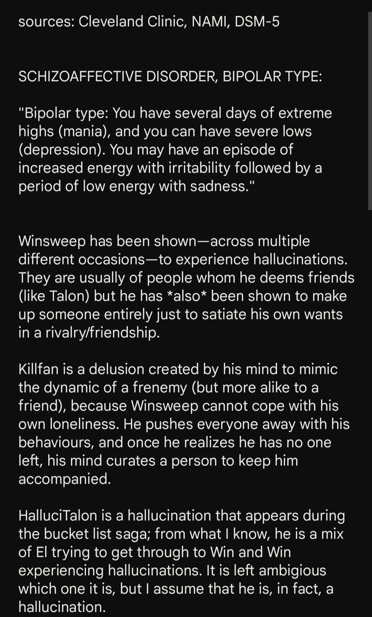 rottingab7ss's tweet photo. C!WINSWEEP ANALYSIS
i believe that c!winsweep has schizoaffective disorder, bipolar type.
explanation below
(please note that i am not a psychologist, nor do i have schizoaffective disorder, so this could be inaccurate. please correct me if it is!)
#contentsmp #winsweep https://t.co/ldOYCtrEuq