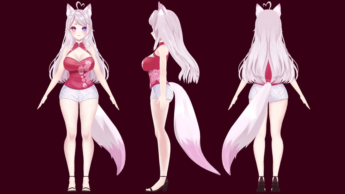 BlushBerry3D's tweet photo. A cute fox VTuber design from every angle. 🦊💗

#3DArt #VTuber #3DModeling #CharacterArt https://t.co/1TazcBfHU8