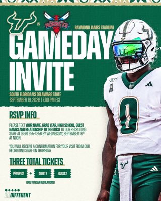 Antayoskabaalu's tweet photo. Thank you for the game day invite!!! Can’t wait to come watch!!! @Big_Glitch @CoachA_USF @tygeeleach @KyleWSteinhoff @DustinChason54 @mikecaridi @LearnJenna https://t.co/7u5pmhW9xA