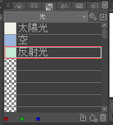 torinolitchi's tweet photo. 昨日は簡単な時短系の見直しができたのでえらいとする
■使い回す色の管理が面倒（例：ベース、光）
→新規カラーセットを追加しリスト表示にして登録
■レイヤを識別する情報(名前、パレットカラー)を毎回手動でやるのが非効率
→オートアクションの作成 https://t.co/vEBtiZb5hw