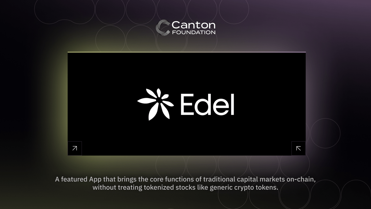 CantonFdn's tweet photo. Tokenized markets need assets that can originate on the network, infrastructure that keeps it running, and markets that put those assets to work.

@EdelDotFinance is building that stack on @CantonNetwork.

As a foundation member, featured app, and validator, Edel has generated significant activity through Runway and is preparing private perpetual markets for equities and commodities.

The team is also an approved asset issuer on Canton, meaning assets can be created here, not only traded here.

Behind that work is a mix of crypto-native development and institutional market experience. Board member Brad Klaas brings a career spanning global securities lending, prime brokerage, and institutional tokenized collateral at Franklin Templeton, shaping Edel's institutional strategy and relationships.

Edel has also joined the DTC Digital Assets Solutions Industry Working Group, helping shape how U.S. securities infrastructure moves on-chain.

Origination, markets, and network infrastructure, from one builder. That's the kind of work Canton was built to support.