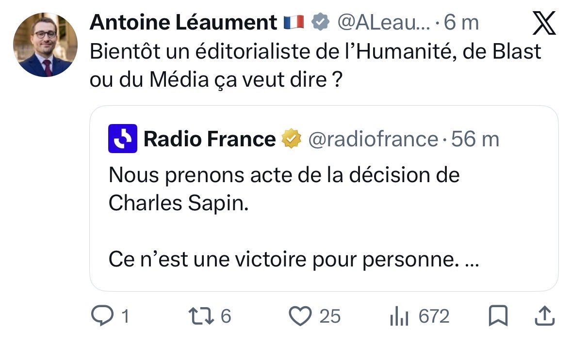 VLautard's tweet photo. Quand un responsable politique commence à désigner publiquement les médias dont Radio France devrait recruter les éditorialistes, ça donne une petite idée de ce que deviendrait le « pluralisme » si LFI arrivait au pouvoir. 
La Pravda n’aurait plus qu’à changer de nom. https://t.co/sdEpd9Q2el