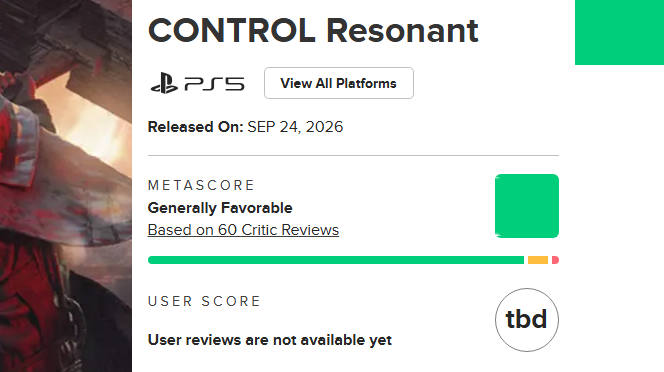 PaulTassi's tweet photo. The ‘Control Resonant’ Metacritic Review Score Has Finalized With GOTY Potential via @forbes https://t.co/Jq6RMwL7dw https://t.co/SaBPJCakef