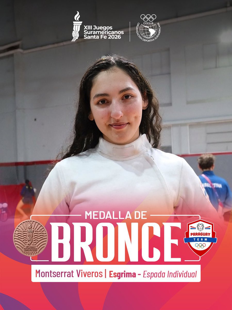 AllSportsPy's tweet photo. #SantaFe2026🇦🇷:
!Medalla de Plata🥈 para Julio Mirena🇵🇾 en Patinaje de Velocidad (1.000m sprint MASC)!.🏅

!Medalla de Bronce🥉 para Montserrat Viveros🇵🇾 en Esgrima (Espada FEM)!.🏅

🇵🇾 en #SantaFe2026: 0🥇/1🥈/3🥉
🇵🇾 en JS: 167🏅 (27🥇/65🥈/75🥉) https://t.co/A3HJPJdbEY